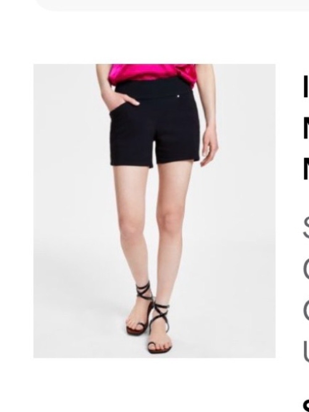 INC International Concepts Black High-Rise Shorts